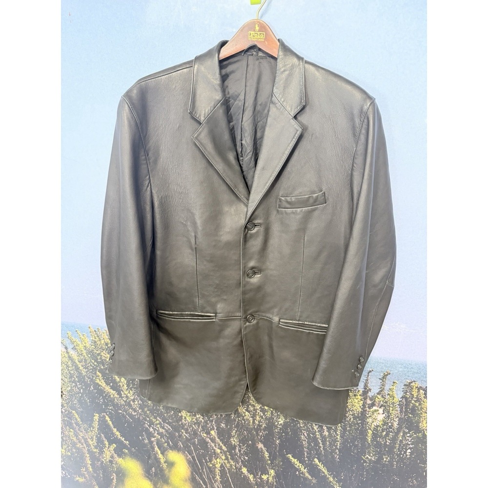 RARE Vintage RALPH Ralph Lauren Black Leather Blazer Quiet Luxury Minimalist